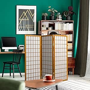 4 ft. Short Window Pane Shoji Screen - Honey - 3 Panels
