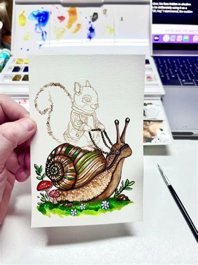 Watercolor Painting Process | Creating a Whimsical Greeting Card Design