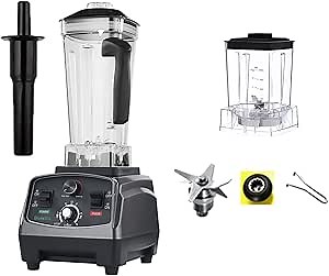 BioloMix Professional Countertop Blender - Max 2200W High Power Home & Commercial Blender with Timer for Smoothies, Ice, Frozen Fruit & Soup