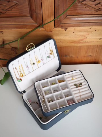 SOFIS Lockable jewelry box, double-layer jewelry storage box, jewelry storage， large jewelry boxes.jewelry organizer, modern style. (Pink)