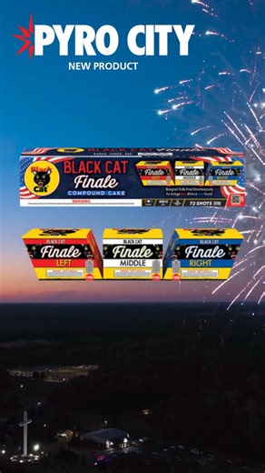 New Year’s Eve deserves a big finish.. and this one delivers. Bright color, bold effects, and that signature Black Cat punch that brings the whole night together. Start strong. End stronger. See you at midnight. | Pyro City Fireworks