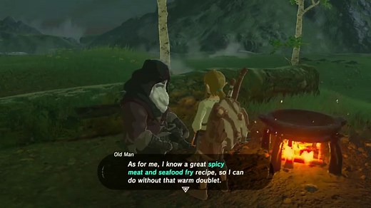 Zelda: Breath of the Wild - How to Make Spicy Meat and Seafood Fry, Old Man's Recipe