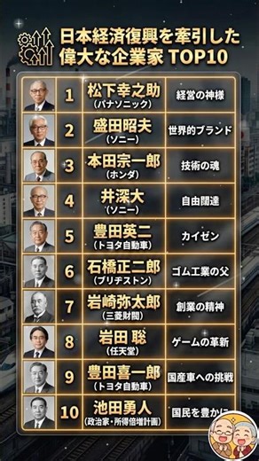 日本を築いた伝説の男たち！経済復興を牽引した偉大な企業家TOP10