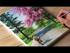 Painting spring trees #2 / Acrylic Painting / Vadym art