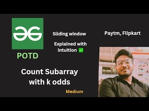Count Subarray with k odds | GFG POTD