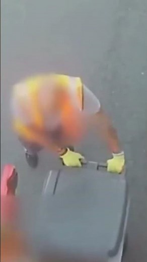 Trash explosion nearly takes out sanitation worker #shorts