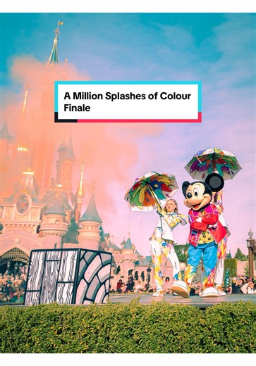 The finale of yesterday’s 11am performance of A Million Splashes of Colour! Such a fun show and the new bursts of colour really make it pop! So fun 🫟🫧✨🎨 And by the way how awesome is this February weather??? @Disneyland Paris ✨ #amillionsplashesofcolour #dlp #disneylandparis