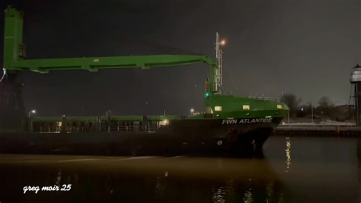 Greg Moir on Instagram: "FWN Atlantide arrived in Duluth with snow flurries in the air on 12/3/25 about 5:45 am with a quick captains salute. She’s here to unload bagged quartz from Gulluk, Turkey at the Port Terminal. She’s definitely a great looking Saltie. She gets an assist from G Tug Missouri."