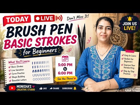 🖌️ LIVE Brush Pen Basic Strokes for Beginners | Step-by-Step Calligraphy Class | Day 11