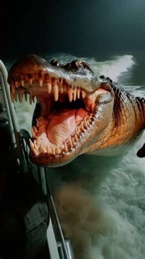 50-Foot Crocodile Spotted Dragging Boat in African River