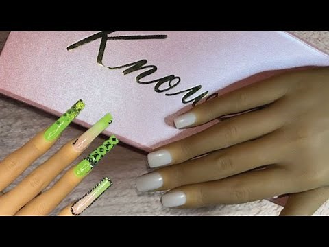 How to apply tips to a silicon practice hand💚 // first set on my amazon silicon practice hand