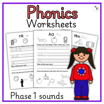 Phonics Worksheets Pre-K &Kinder Letter Sounds Alphabet Tracing  Centers