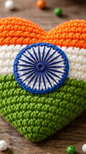 VAYANA (vayan) - "Connected Threads" | “From tri-colour yarns to a flag that waves with pride 🇮🇳✨ Hand-stitched with love, this heart holds India within 🧶❤️ #RepublicDay2026 🇮🇳... | Instagram
