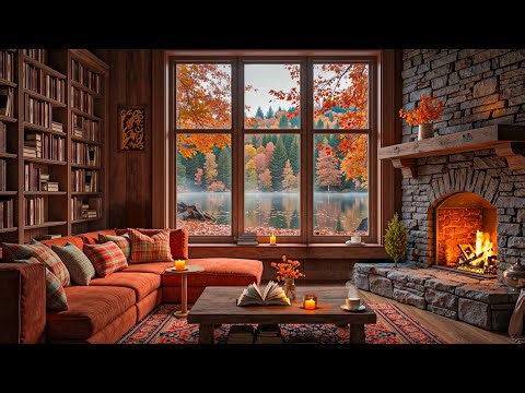 Cozy Jazz at Lakeside Cabin Ambience🔥 Gentle Jazz Playlist, Fireplace for Focus, Study & Relaxation