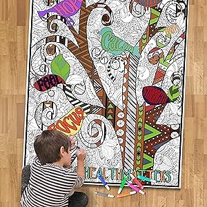 Giant Coloring Poster - Premium Jumbo Coloring Sheets for Kids & Adults with Thick Bleed-Resistant Pages, Use on Floor, Wall, or Table, Use With Alcohol Based Markers (60” x 42”, Mental Health)