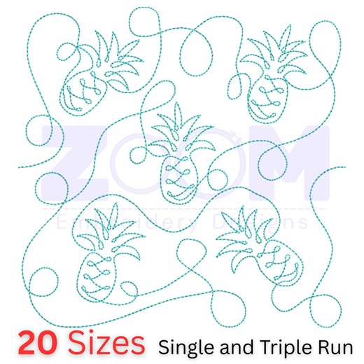 Pineapple Edge to Edge Quilting Design | Continuous Line Fruit Quilt Pattern | 20 Sizes | Single & Triple Run | Pineapple E2E Quilting - Etsy
