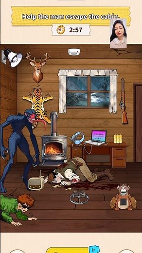 Brain Puzzle 3: Crazy Mind - Level: A QUIET PLACE - Help the man escape the cabin.
