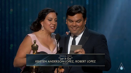 24K views · 596 reactions |  The cold never bothered me anyway  You know the song...now get to know the story behind the #Oscars speech for Frozen's "Let It Go" with songwriters Kristen Anderson-Lopez and Robert Lopez. | The Academy | Facebook