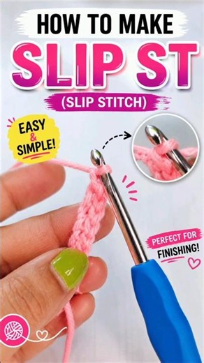 How to Make Slip Stitch (SL ST) | Easy Crochet Slip Stitch Tutorial #Shorts