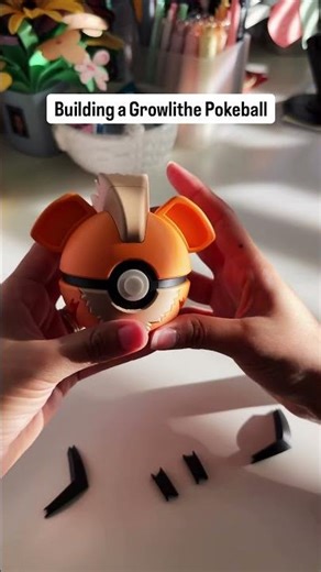 Putting together a 3D Printed Growlithe Pokemon Pokeball