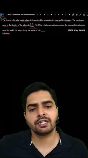 The density of a solid metal sphere is determined by #jee #jeemains2025 #jeemains #iit