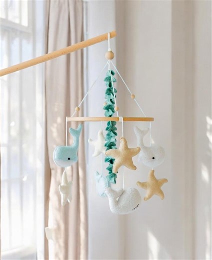 Whale Baby Mobile , Nautical Nursery Decor - Etsy