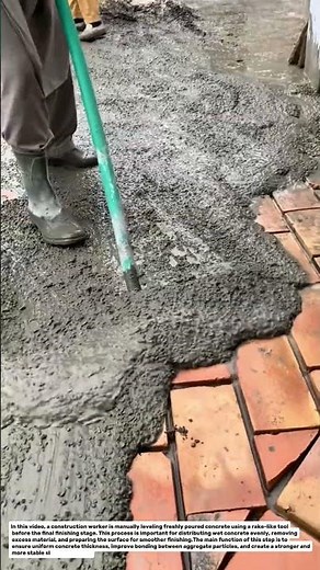 Manual Concrete Surface Leveling Technique Using Rake | Wet Concrete Finishing Process.