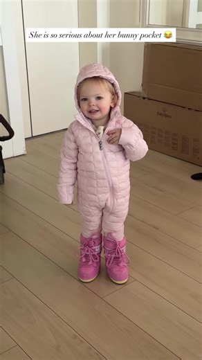 She is so serious about her bunny pocket 🥰 #kayandtayofficial | mini boots