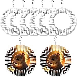 6 Pack 10 inch Aluminum 3D Sublimation Wind Spinner Double Sided Circle Sublimation Garden Wind Spinners Blanks for Heat Press, Innovation Wind Spinner