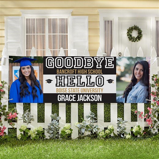 Personalized Graduation Banner, Custom Two-photo High School to College Sign - Etsy