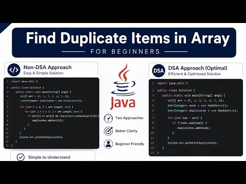 Java Beginner Tutorial 😎 DSA vs Non-DSA in Java | Find Duplicate Elements in Array