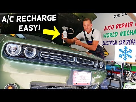 HOW TO RECHARGE AC AIR CONDITIONER ON DODGE CHALLENGER,REFILL AC SYSTEM