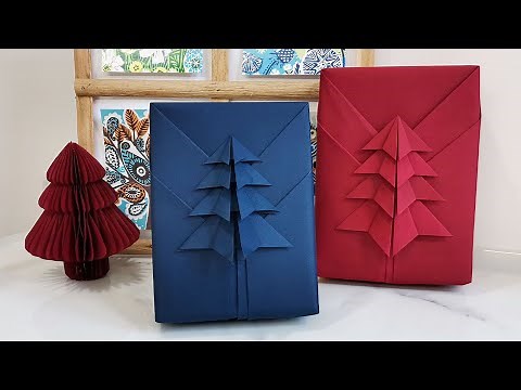 Gift Wrapping Ideas | How To Wrap A Gift Box With Origami Christmas Tree Decoration
