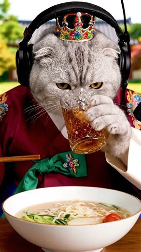 ASMR Cat Slurps Noodles Fast 🔥