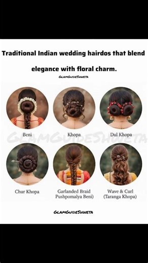 Traditional Indian wedding hairdos that blend elegance with floralcharm. #hairstyle #traditional #yt