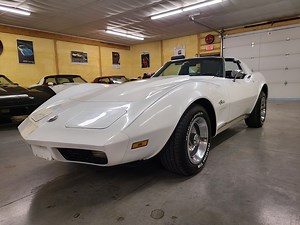1974 Classic White Corvette Stingray T Top For more information visit: https://www.hobbycarcorvettes.net/corvette/1974-classic-white-corvette-stingray-t-top/ CASH PRICE: $ 22000 Transmission: Manual Engine: L48/350 Mileage: 18,880 miles on dash Details 350 engine, 4 speed manual transmission, blue interior, power steering, 18,880 miles on dash (title is exempt for mileage), rally wheels, dual exhaust, fiberglass bumpers, Edelbrock aluminum intake, Holley carburetor, and much more. We changed the