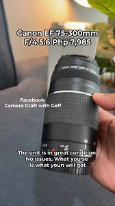 Canon EF 75-300mm F/4 5.6 Php 7,985 #Canon75_300mm #CanonLens #CanonPhotography #TelephotoLens #CanonShooter #CanonGear #PhotographyLovers #CameraLovers #LensGoals #CanonTelephoto #ZoomLens #CanonPhoto #CanonCommunity #CanonLife #PhotographyGear #CanonEF #LensForSale #CanonLenses #CameraSetup #CanonFan | Camera Craft with Geff