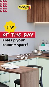 Tip of the Day ️ Your countertop deserves better, so do your tools!  Go vertical ⬆️ with Command™ Hooks for a clean, clutter-free kitchen. Less mess. More space. ✨ #CommandHome #Tipoftheday #KichenHacks #OrganisationTips | Command | Facebook