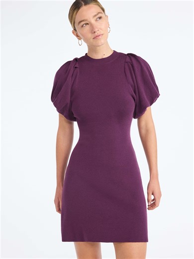 Scoop Women's and Women's Plus Sweater Dress with Puff Sleeves, Sizes XS-4X