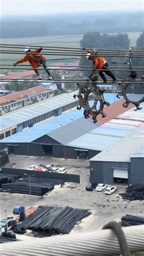 The Perilous Routine of High-Altitude Workers #highaltitudework #powermaintenance #powerline