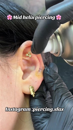 Mid helix piercing 🌸 #piercing #fypシ゚