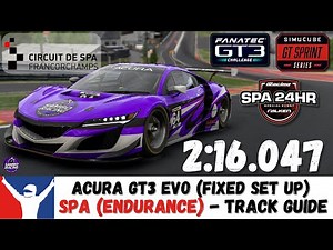 iRacing Acura GT3 Spa Endurance Guide - 2:16.047 - Spa GT3 Track Guide