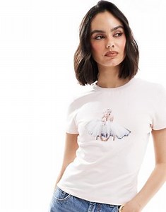 ASOS DESIGN baby tee with Marilyn Monroe licence graphic in pink | ASOS
