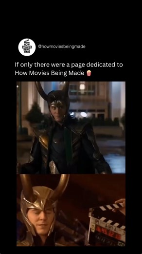 How Movies Being Made on Instagram: "This moment from The Avengers introduces Loki as a calm, dangerous villain, standing confidently before chaos erupts. On set, Tom Hiddleston performed in full costume, using real lighting and camera movement. The environment was partially practical, allowing actors to react naturally before visual effects expanded the scale later on screen. Behind the scenes, Loki’s helmet and armor were physical, helping sell presence and posture. A slate marks the take, sho