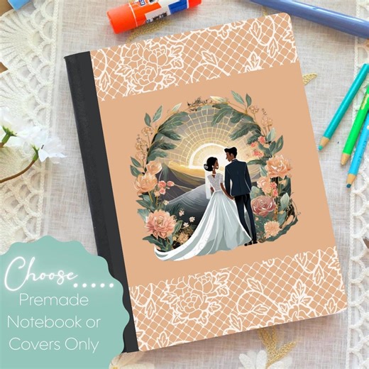 Cahier de composition de mariage pêche et dentelle et couvertures, Fournitures scolaires, Fournitures de rentrée scolaire, Cahier personnalisé, Mariage - Etsy France