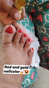 1K reactions · 55 shares | Red and gold nails combination...