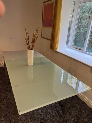 Calligaris extendable glass dining table - 120-180cm x 80cm - Brushed Steel legs | eBay UK