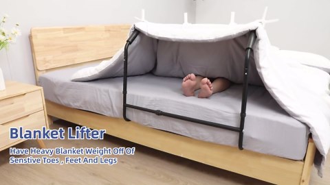 Blanket Lifter for Feet Under Mattress–Height Width Adjustable Bed Cradle Sheet Support, Extra-wide Foot Tent Keep Blankets Off Feet for Post Surgery Recovery Neuropathy Arthritis, 4 Clips Included