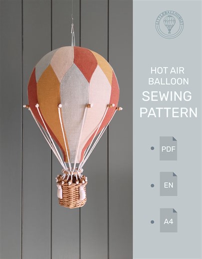 Hot Air Balloon Sewing Pattern PDF • Handmade Nursery Decor Pattern With Chevron Cover • Balloon Basket Weaving Tutorial - Etsy