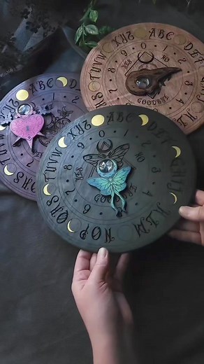6.1K views · 214 reactions | Happy Friday  these three ouija spirit board designs are available on my site ✨️ $50 for small or $95 for large. They're engraved, stained, and painted. Each made to order  #ouija | Lunar Art House | Facebook